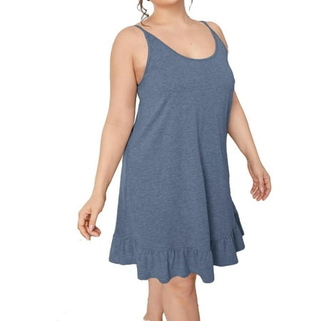 

Casual Cami Strap Slip Dress Sleeveless Dusty Blue Plus Size Nightgowns & Sleepshirts (Women s)