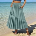 thumbnail image 2 of XuJwPNcy Skirts for Women Casual Elastic Waist Ruffle Maxi Skirt Soft Cotton Linen Summer Skirts with Pockets for Beach, 2 of 7