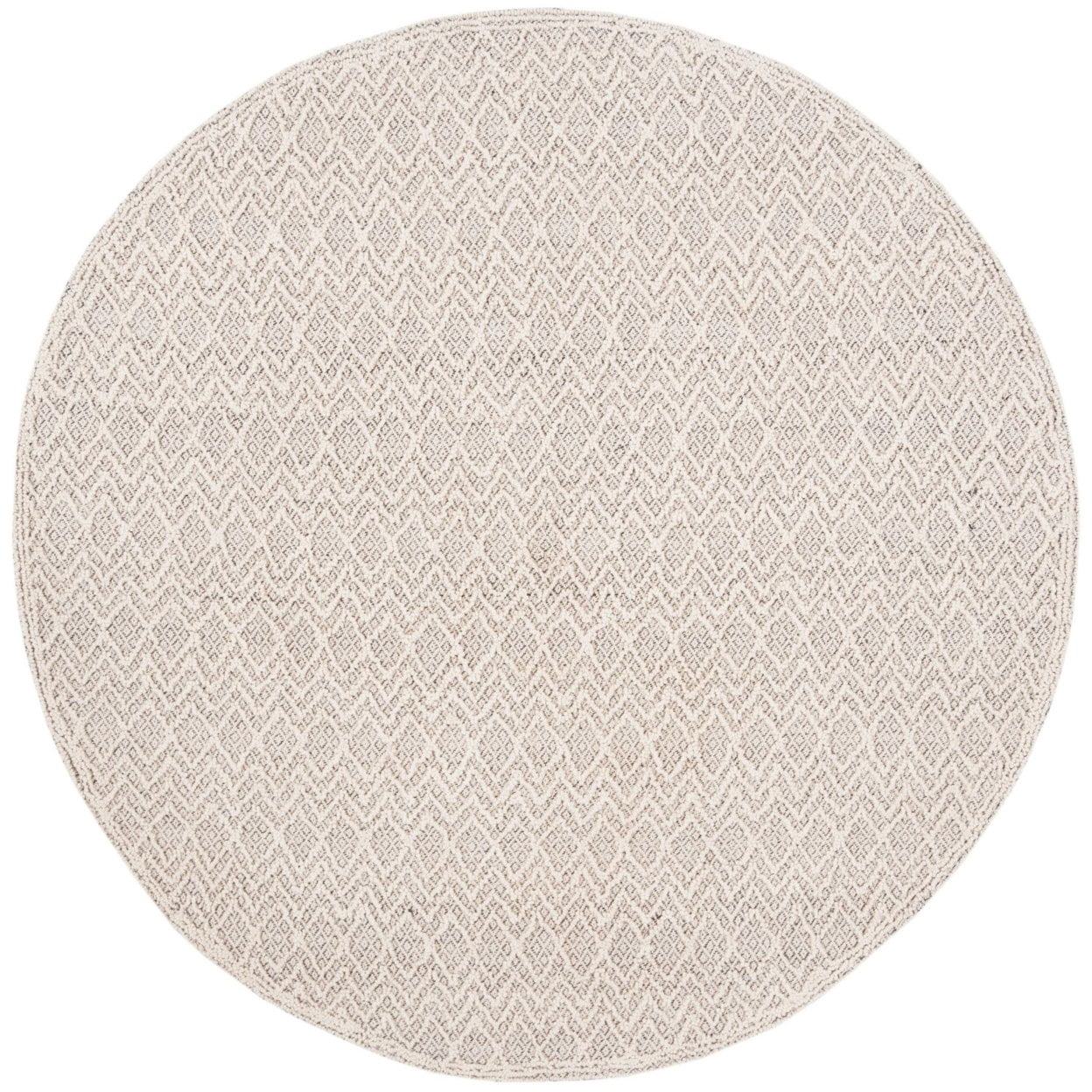 SAFAVIEH Trace Hermite Geometric Chevron Wool Area Rug, Grey/Black, 6' x 6' Round