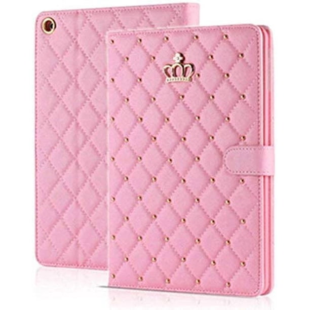 Funda para iPad 10.2 2021/2020/2019 9.ª/8.ª/7.ª, diseño de corona, diamante brillante, lindo, elegante, de piel sintética, función atril, función atril, a prueba de golpes, para Apple iPad de 10,2