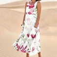 thumbnail image 1 of LSLJS Nouvelle Robe Longue Sans Manches en Coton et Lin à Col Rond Imprimée, Robe d'Été de Plage, 1 of 5