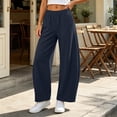 thumbnail image 5 of CFLVAEK Sweatpants Women Barrel Wide Leg Baggy Lounge Pants with Pockets Casual Elastic Waist Workout Sweat Pant Navy XL, 5 of 9