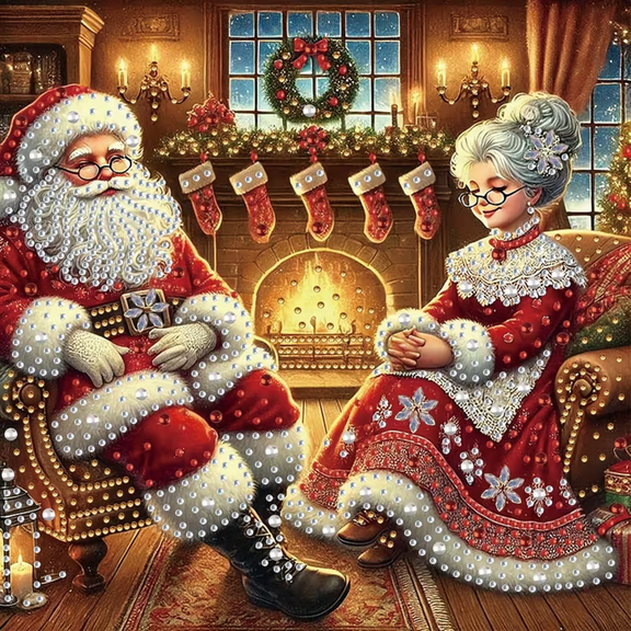 Christmas 5D Special-Shaped Diamond Painting DIY Kit, Santa Claus Pearl Art Craft for Adults Beginners, Holiday Wall Decor Gift, No Frame Included