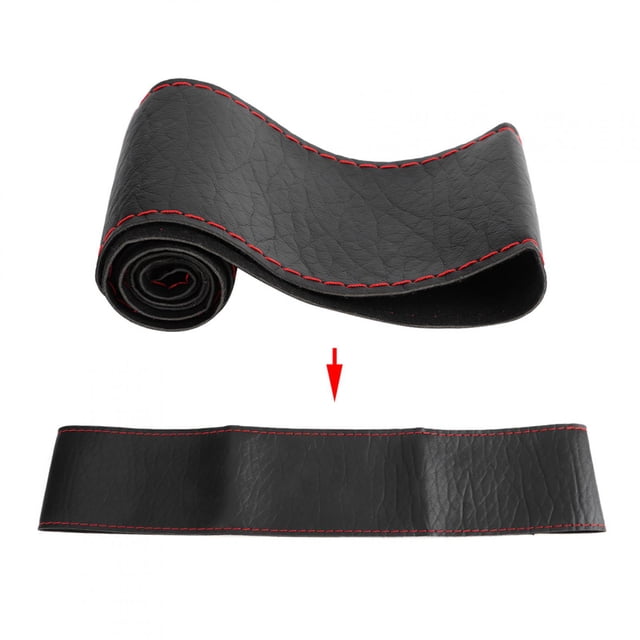 Fugacal Steering Wheel Cover For 15in, Steering Wheel Cover Elephant Skin Grain Leather DIY Sewing With Thread Car Interior Accessory