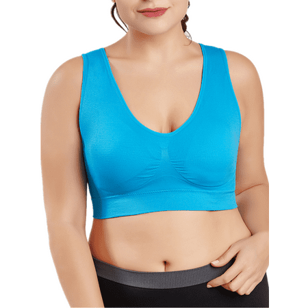 

KVMeteor Women s Plus Size Sleeveless Elasticity Solid Color Yoga Fitness Sporty Vest Bra