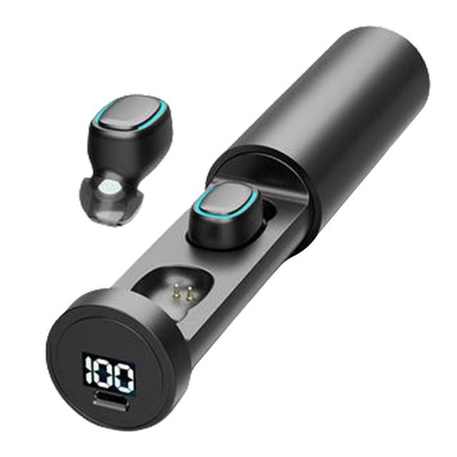 Auriculares de botón de Bluetooth que funcionan con la exhibición del poder de Negro Sunnimix Auriculares inalámbricos Bluetooth