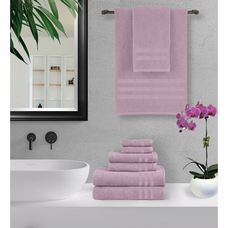 100% Cotton 6-Piece Towel Set - 2 Bath Towels, 2 Hand Towels, and 2 Washcloths - Super Soft, High Quality, High-Absorbent, and Fade-Resistant - 650 GSM - Made in India