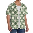 thumbnail image 2 of Sikiie Daisy Plaid Green Men's Wrinkle Free Untucked Cuban Shirt Business Casual Button Down Shirts Short Sleeve ShirtMedium, 2 of 5