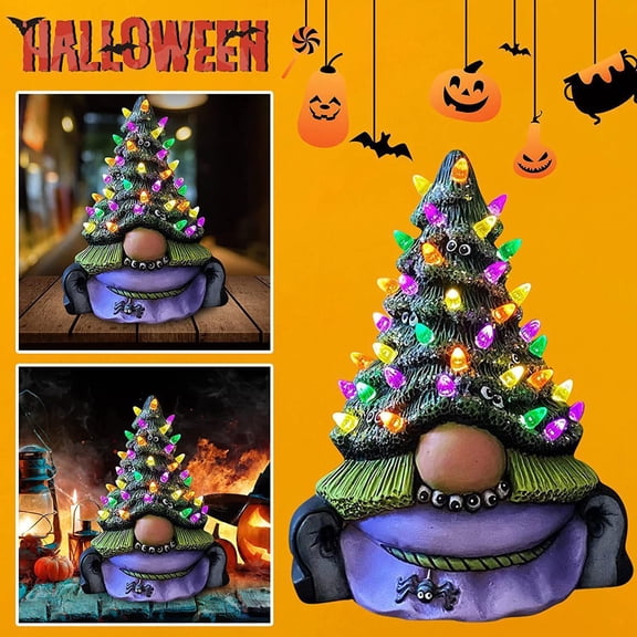 Light Up Halloween Decorations Spooky Halloween Decorations 6 Inch Halloween Tree Decorations Battery Operated Halloween Lights for Home Mantel Shelf Desk, 1 Piece