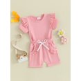 thumbnail image 3 of Bslissey Toddler Baby Girls Short Pants Sets Solid Color Short Sleeve T-shirt Tops + Elastic Waist Shorts 2Pcs Outfits Infant Casual Summer Clothes 3M 6M 12M 18M 24M 3T, 3 of 9