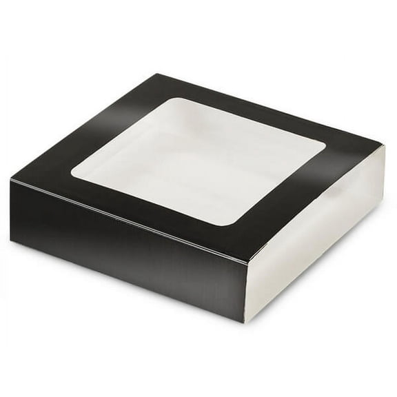 100 PK, Black Slide Open Candy Box Sleeve, 5.75 x 5.75 x 1" For Sweet Desserts, Made In USA