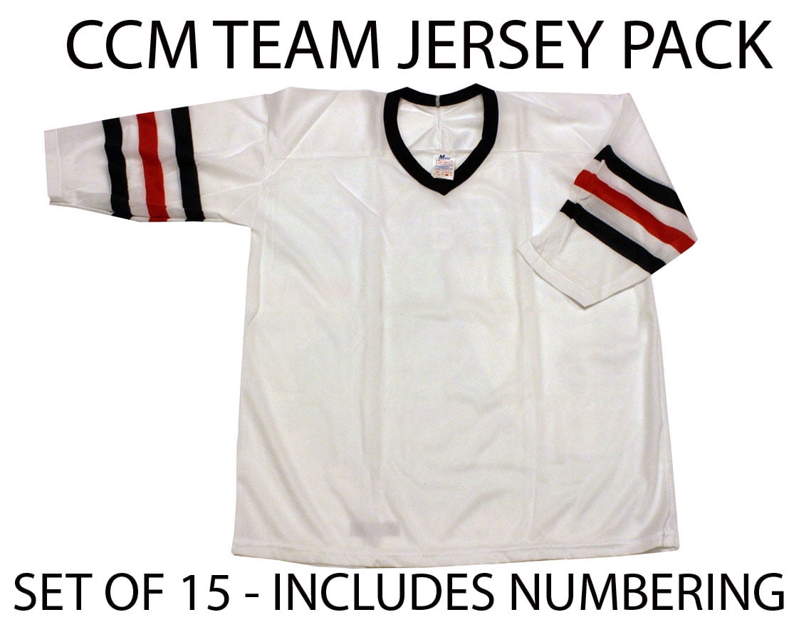 YOUTH JERSEY Team Set 15 CCM HOCKEY JERSEYS Hawks Colors BOYS L XL + NUMBERING by