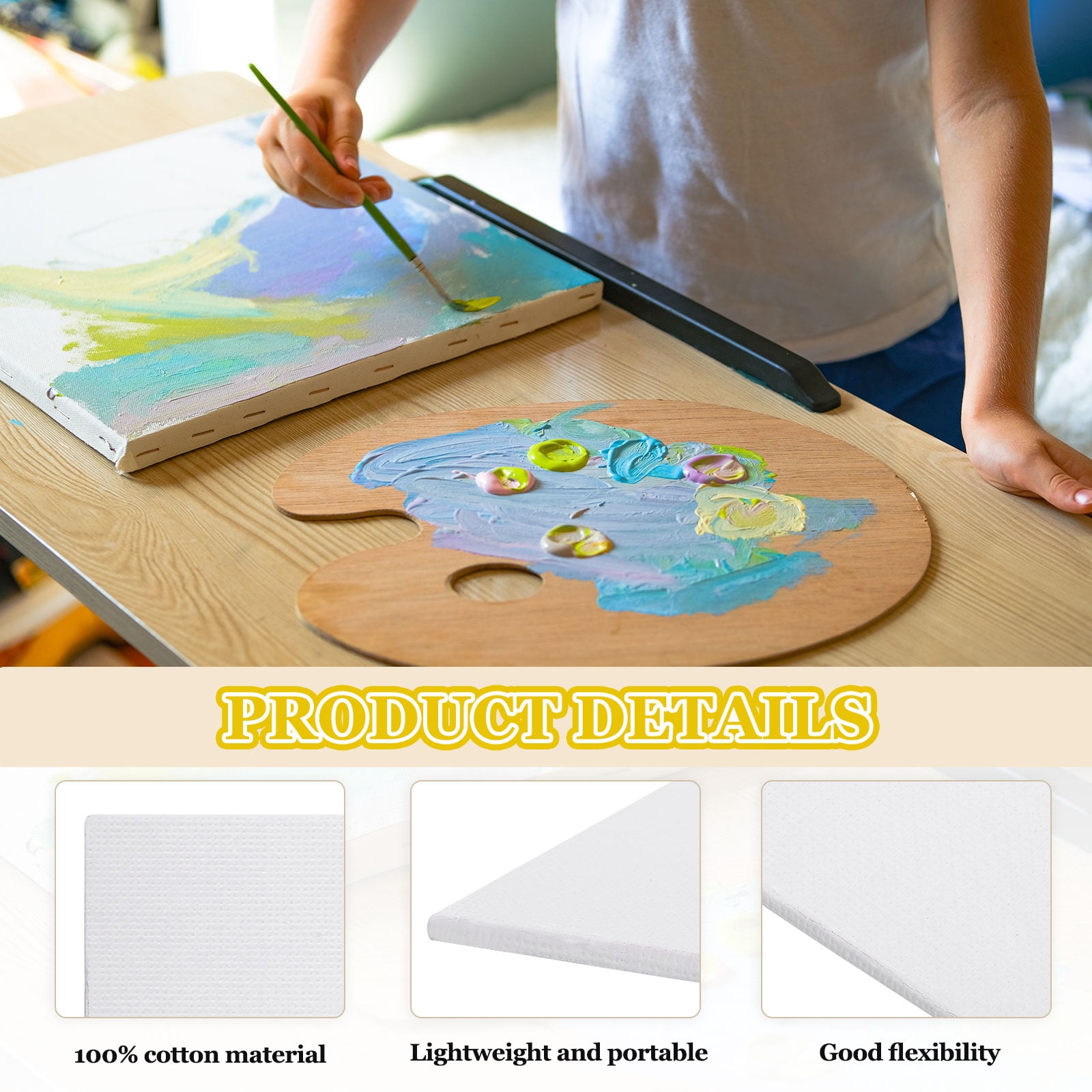 6 Pcs Canvas Boards for Painting, 8 x 10 Inch Blank Flat Canvas Panels Art Painting Supplies