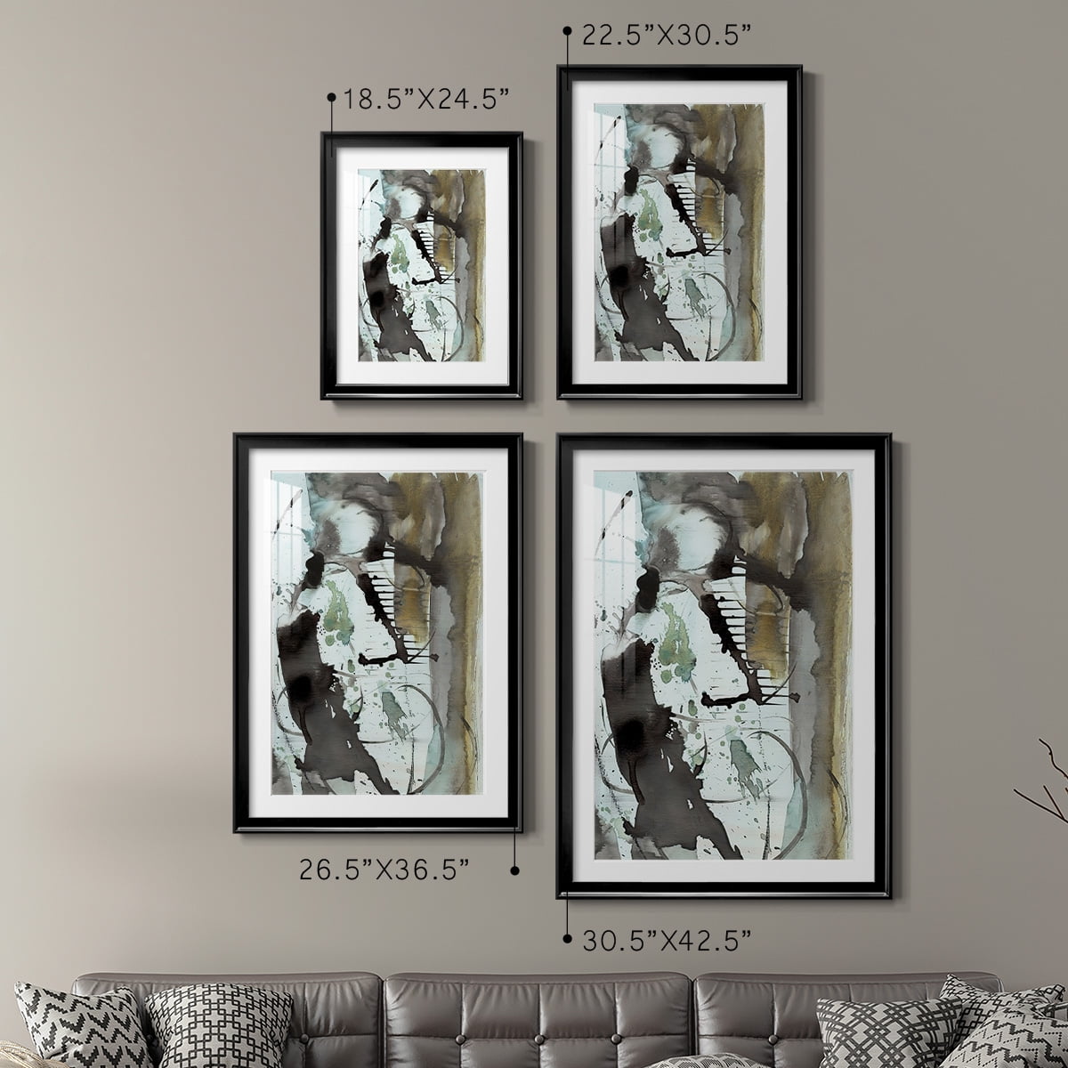 Wexford Home Lyrical Abstract I Premium Framed Print, 30.5" x 42.5" - Ready to Hang, Black (Set of 2)