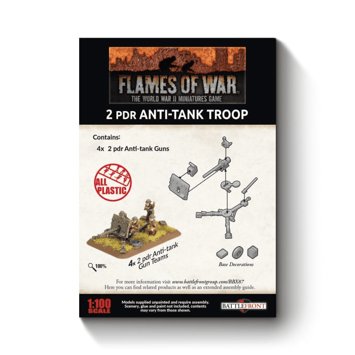 Flames of War Early War British 2dr Anti-Tank Platoon (4x Guns)