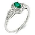 thumbnail image 2 of Auriga 925 Sterling Silver Emerald and Diamond Engagement Ring Size- 9 for Women, 2 of 6