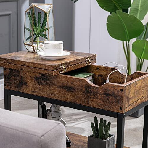 walsport Narrow End Table with Charging Station, Side Tables Living