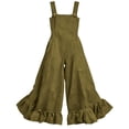 thumbnail image 7 of Square Neck Ruffle Hem Jumpsuit for Women - Flowy Wide Leg Boho Overall, Sleeveless Casual Vacation Romper with Pockets Army Green L, 7 of 7