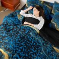 thumbnail image 4 of Homewish Modern Fluid Art 7pcs Bedding Comforter Set,Marble Print Queen Bedding Sets,Gold Blue Queen Sheet Sets For Teens,Microfiber Bedroom Decor Reversible, 4 of 8