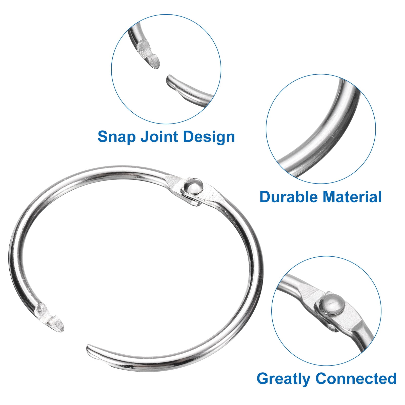 Unique Bargains Shower Curtain Rings Iron Round Snap Hooks Glide for Curtain Rods Silver