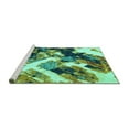 thumbnail image 2 of Ahgly Company Machine Washable Indoor Square Abstract Turquoise Blue Modern Area Rugs, 4' Square, 2 of 4