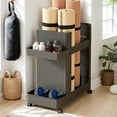 thumbnail image 5 of Yibooy Gym Equipment Storage Rack Trolley with Wheels Yoga Mat Storage Basket (Black), 5 of 9