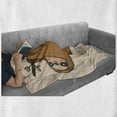 thumbnail image 6 of Funny Sloth Soft Flannel Fleece Throw Blanket, Lazy Animal Smiling Hearts and Leaves Branches, Cozy Plush for Indoor and Outdoor Use, 50" x 70", Champagne Persian Orange, by Ambesonne, 6 of 6