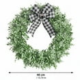 thumbnail image 3 of ZJNGJC 40cm Greenery Wreath with Gingham Bow - Festive Decor for Front Door, Mantel & Home Styling White, 3 of 5