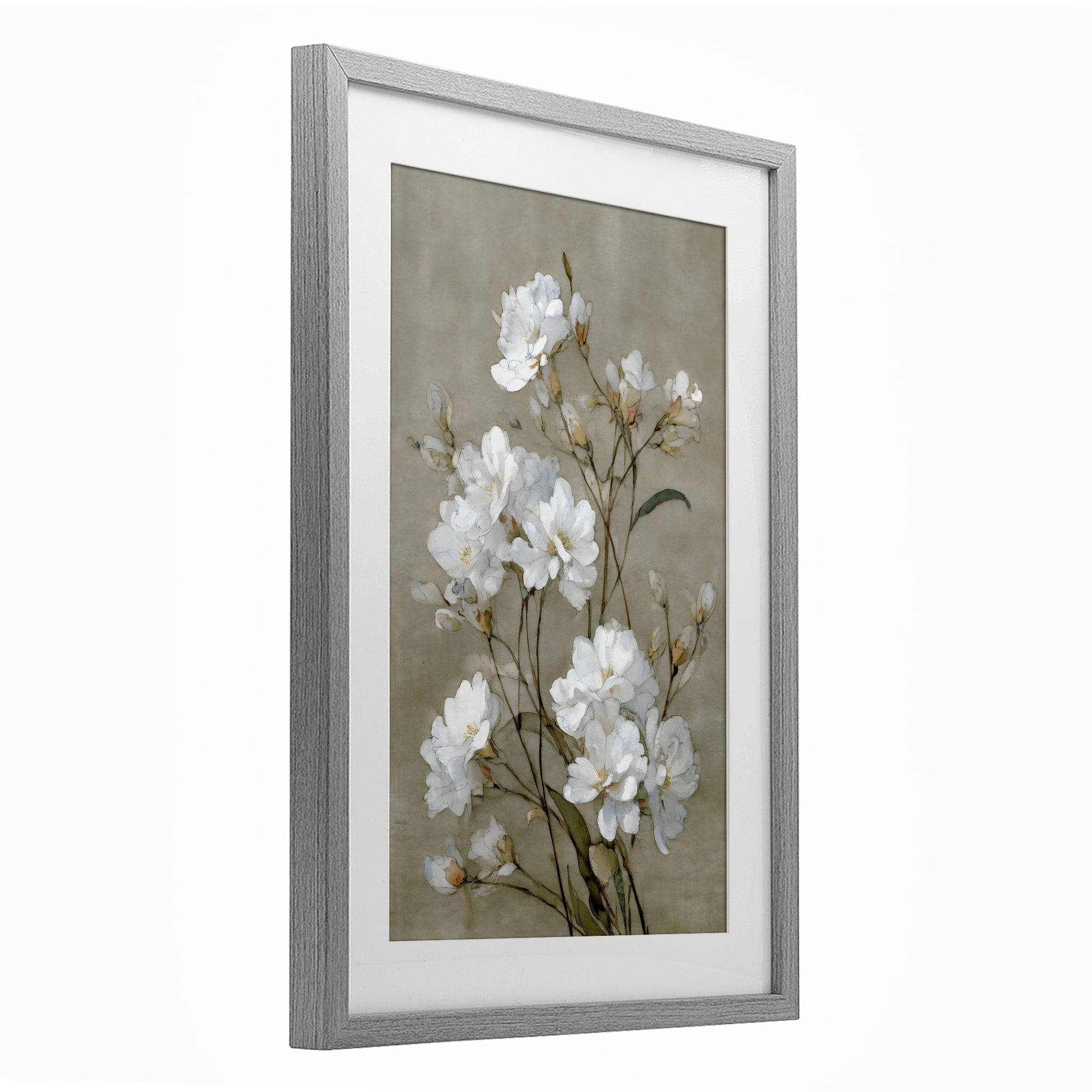 Stupell Industries Aged White Botanical Study Gray Framed Print Under Glass, design by Petal Prints Design
