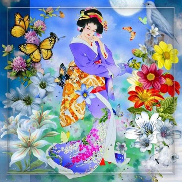 30x40cm Adulto Niño 5d Diy Diamond Art Painting Set - Geisha Japón, Manualidades De Punto De Cruz Con Bordado De Diamantes Completo, Diamante De Diamantes De Imitación De Cristal De Lona