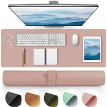 Pink Leather Desk Mat, Non-Slip Large Computer Desk Pad Protector, Waterproof Office Desk Mouse Pad Blotter for Desktop Keyboard Gaming Home Decor (31.4" x 15.7")