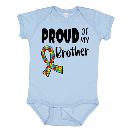 

Inktastic Proud of My Brother Autism Awareness Puzzle Piece Ribbon Gift Baby Boy or Baby Girl Bodysuit