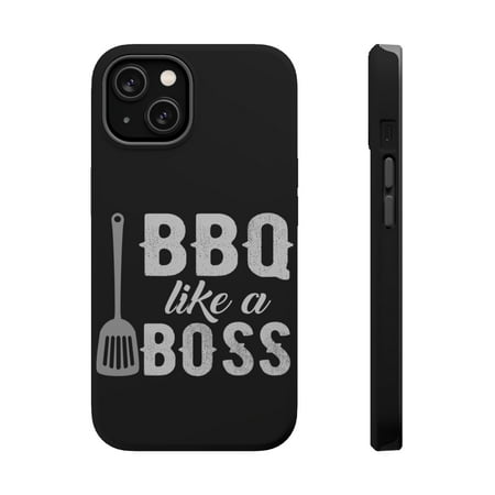 DistinctInk Tough Case for Apple iPhone 13 (6.1" Screen), Compatible with MagSafe Charging - BBQ Like a Boss Barbecue