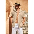 thumbnail image 5 of COOFANDY Men's Cuban Guayabera Short Sleeve Button Down Shirt - Casual Summer Beach Linen Shirts, 5 of 7