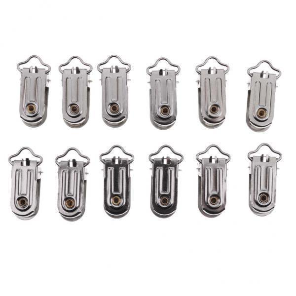 Lipstore 3-6pack 20 Metal Suspender Pacifier Webbing Mitten Clip w Round Plastic Insert 5 Pcs