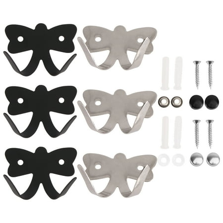 

6pcs Shaped Wall Hangers Home Wall Storage Hooks Stainless Steel Hooks