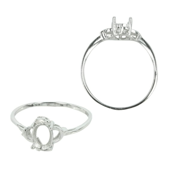 Simple Frame Ring Setting with Oval Prongs Mounting in Sterling Silver 5x7mm | MTR414 (5)