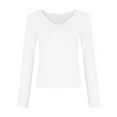 thumbnail image 3 of SLADYGLO Women V Neck Long Sleeve Bodycon Undershirt, 3 of 4
