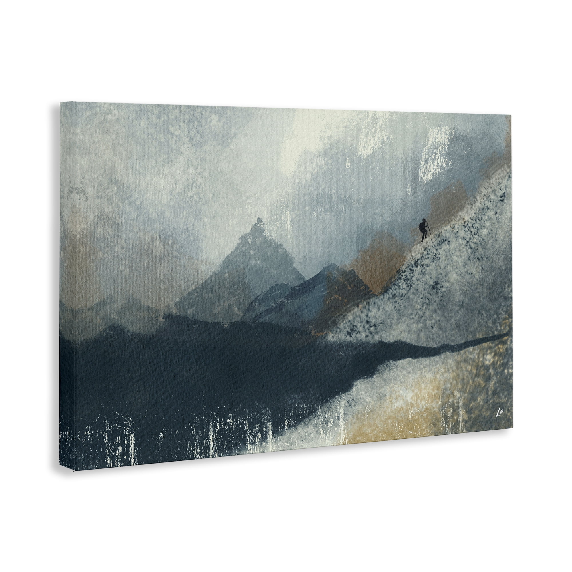 Stupell Industries Intrepid Traveler in Mountains Abstract Painting Wrapped Canvas Art Print Wall Art, 45 x 30