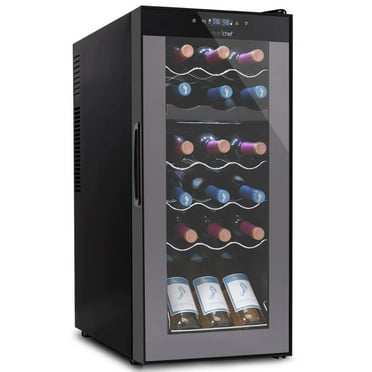 NutriChef 18 Bottle Dual-Zone Wine Cooler/Chiller, Touch Button Control with Airtight Seal