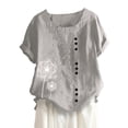 thumbnail image 2 of Hauts pour Femmes Hauts d'Été 2023 Femmes Décontracté Imprimé Manches Courtes Col Rond T-Shirt Grande Taille Blouse Gris TTTG, 2 of 4