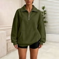 thumbnail image 2 of vdgthytj Sweatshirts for Women Long Sleeve Lapel Collar Quarter Zip Oversized Drop Shoulder Fashion Fall Athleisure Pullover Tops with Pocket(Large,Army Green), 2 of 8
