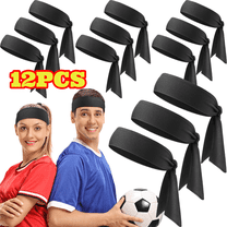 12pcs Head Ties Headband Sports Sweatband for Men Women, Adjustable Ninja Headband Karate Tie Back Sweat Wicking Workout Head Band for Basketball, Running, Tennis, Athletics