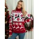 thumbnail image 1 of 2023 Winter Christmas Women Men Couples Matching Clothes Sweater Warm Thicken Jacquard Knitwear Turtleneck Soft Pullover Jumpers, 1 of 4