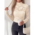 thumbnail image 7 of PRETTYGARDEN Womens Lace Long Sleeve Top Mesh Sheer Blouses Mock Neck See Through Slim Fitted Tops Fall Fashion Clothes, 7 of 7