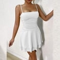 thumbnail image 3 of Women's Sexy Spaghetti Strap Ruched Mini Dress Layered A-Line Graduation Party Sundress, 3 of 8