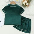 thumbnail image 4 of Kids Satin Pajamas Kids Girls Boys Solid Summer Sleepwear Button Down Shorts Set Classic Loungewear Girls Silky Pajamas 5T, 4 of 4