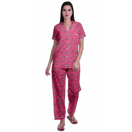 

Moomaya Womens Pajamas Set Button Down Loungewear Short Sleeve Nightwear Pants