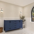 thumbnail image 2 of Ayna Decors Rooh 60 in Navy Blue Double Sink Bathroom Vanity Set with White Quartz Countertop | 4 Soft Closing Doors | 6 Full Extention Soft Close Drawer | Black Hardware, 2 of 10