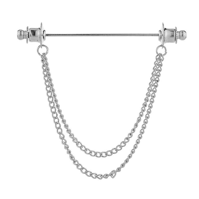 Broche de borla de cadena de metal para camisa de hombre, broche de una palabra, broche para cuello de traje, accesorios con hebilla para cuello